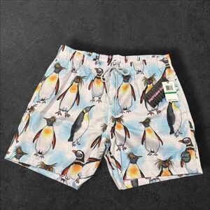 Psycho Tuna Penguin Swim Trunks Men’s Large NWT 7” Inseam Tropical Print
